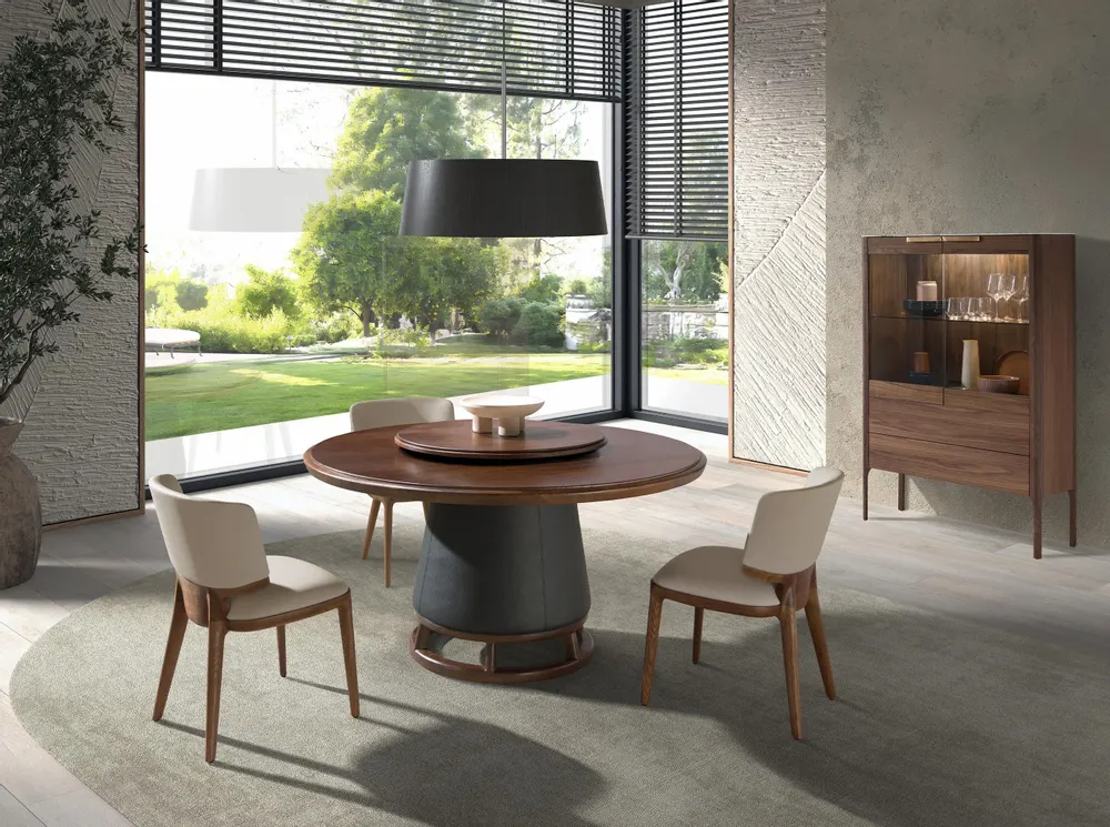 Sideboards - Walnut and fiberglass display cabinet with marble effect - ANGEL CERDÁ