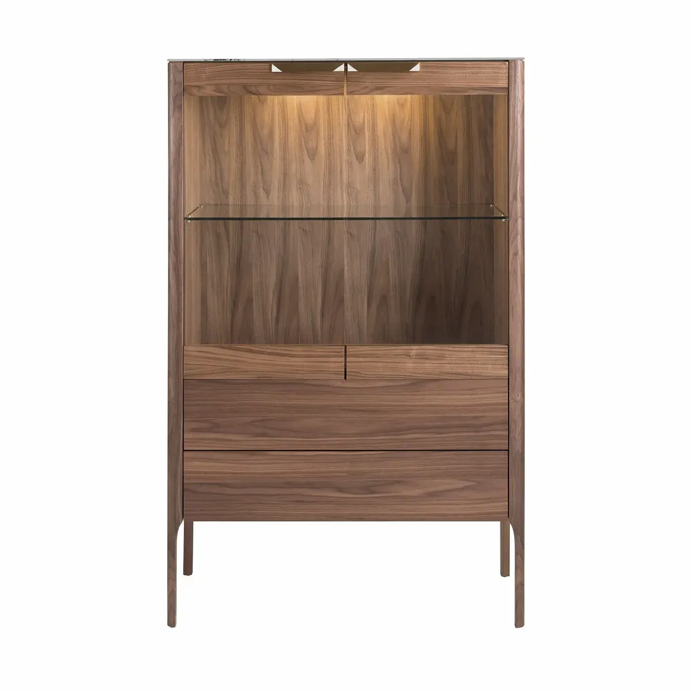 Sideboards - Walnut and fiberglass display cabinet with marble effect - ANGEL CERDÁ