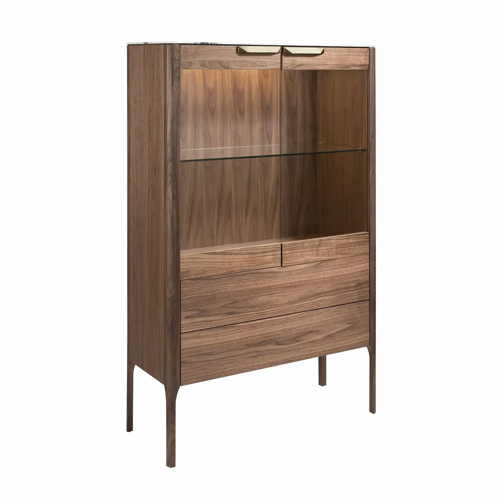 Sideboards - Walnut and fiberglass display cabinet with marble effect - ANGEL CERDÁ