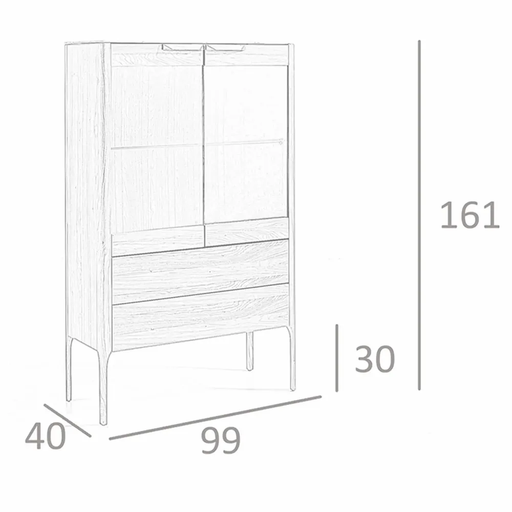 Sideboards - Walnut and fiberglass display cabinet with marble effect - ANGEL CERDÁ
