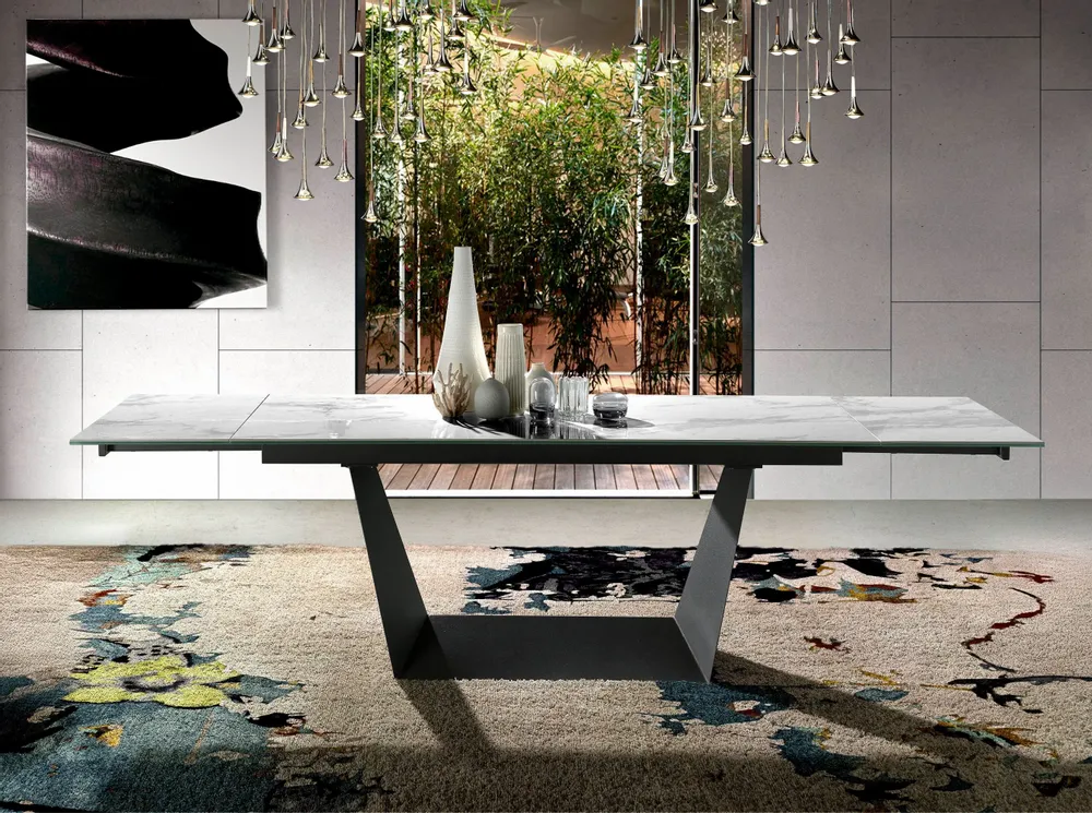 Dining Tables - White marble extendable dining table - ANGEL CERDÁ