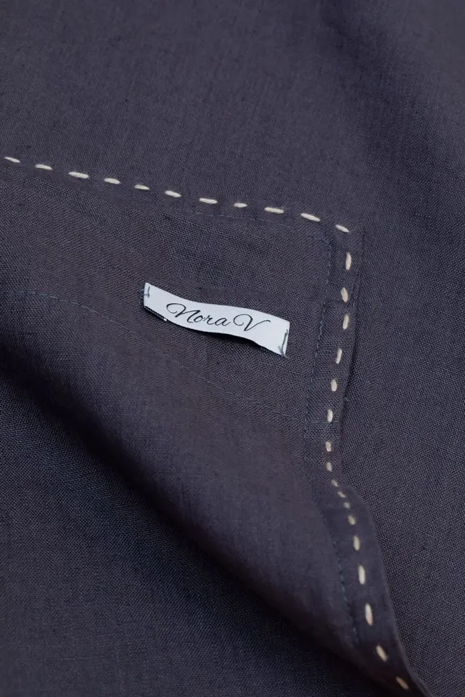 Linge de lit - ENSEMBLE VENERE – Ensemble de lit en pur lin lavé brodé à la main - NORA V