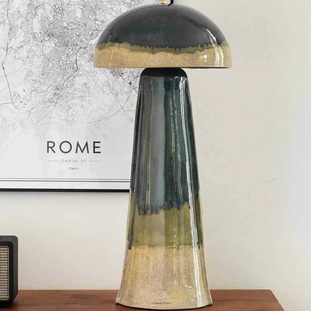Céramique - Lampe champignon conique - collection FUOCO BLU - DI VINCENZO POUJOULA