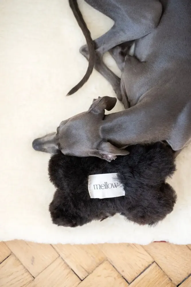 Objets de décoration - Jouet pour Chien en Peau de Mouton Naturelle : Os – Noir - MELLOW CONCEPT STORE
