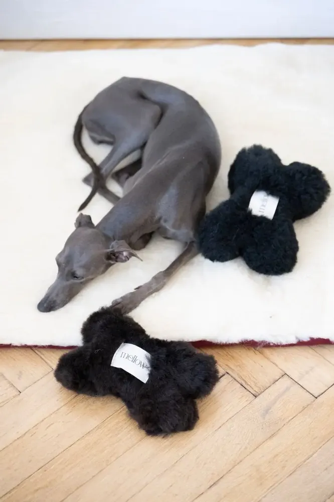 Objets de décoration - Jouet pour Chien en Peau de Mouton Naturelle : Os – Noir - MELLOW CONCEPT STORE