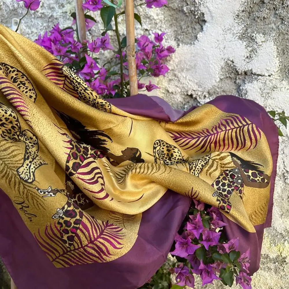 Foulards et écharpes - Foulard en Soie Splendeur Africaine 90X90 CM - RALUFINEART