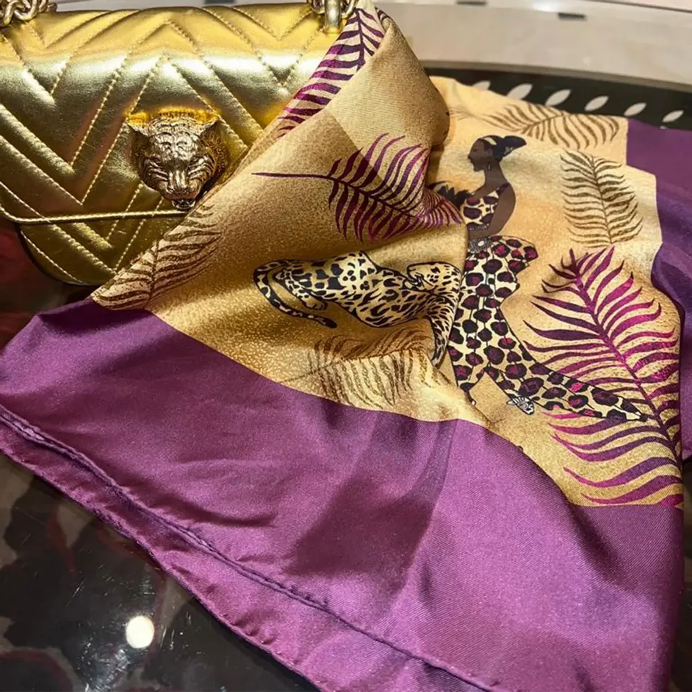 Foulards et écharpes - Foulard en Soie Splendeur Africaine 90X90 CM - RALUFINEART