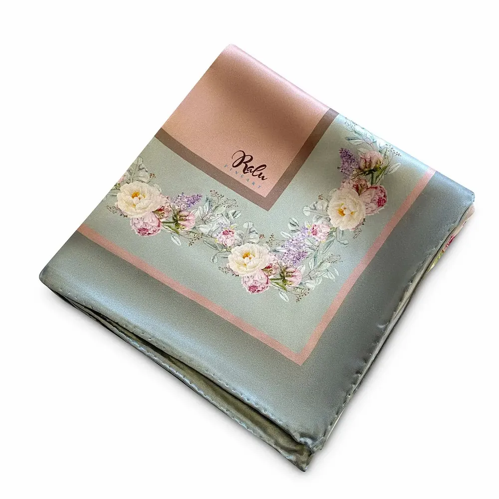 Foulards et écharpes - Silk Scarf Ravishing Peonies 90X90 CM - RALUFINEART