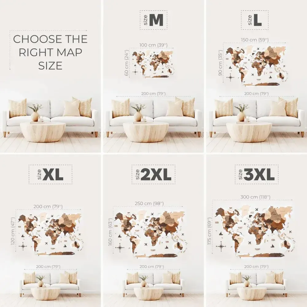 Autres décorations murales - Carte du monde en bois 3D multicolore LED 3.0 - ENJOYTHEWOOD