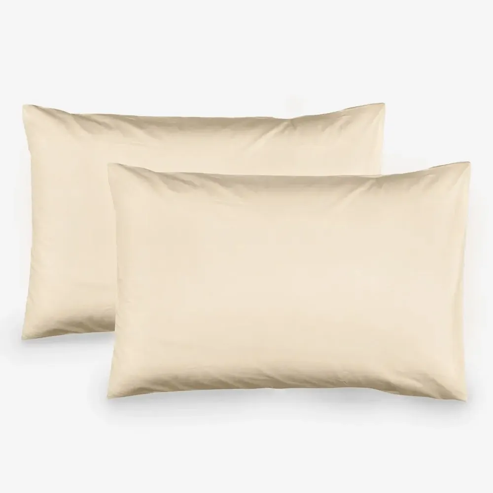 Linge de lit - Ensemble de 2 taies d'oreiller en coton, 50 x 70 cm, écru - DILIOS