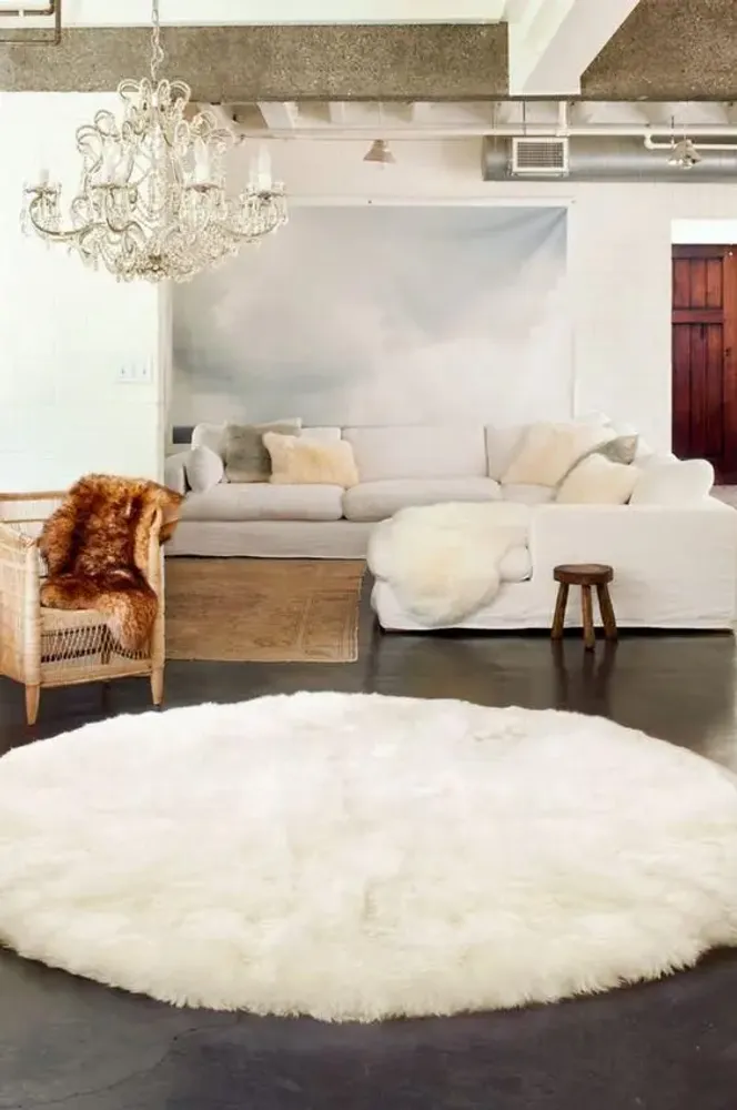 Autres tapis - Tapis en Peau de Mouton Naturelle Ivoire – Rond - MELLOW CONCEPT STORE