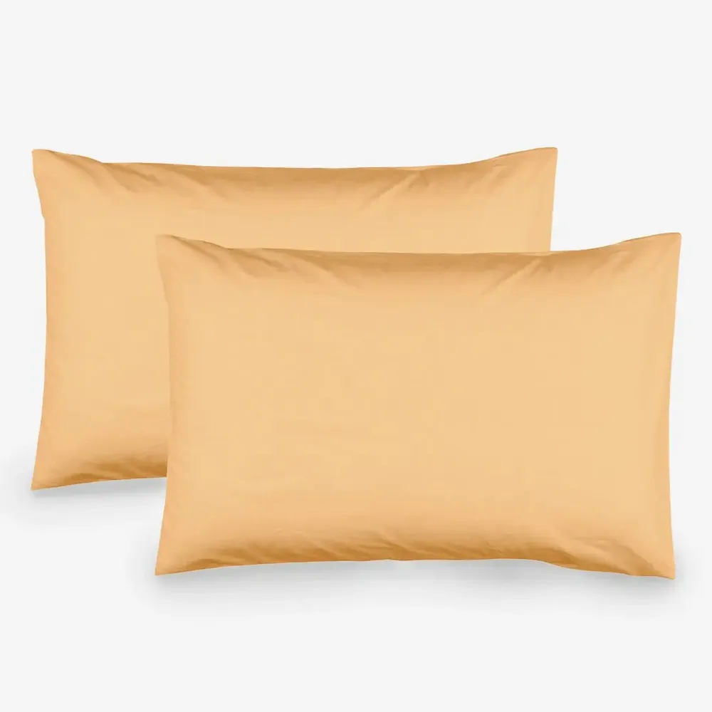 Linge de lit - Ensemble de 2 taies d'oreiller en coton, 50 x 70 cm, ocre - DILIOS