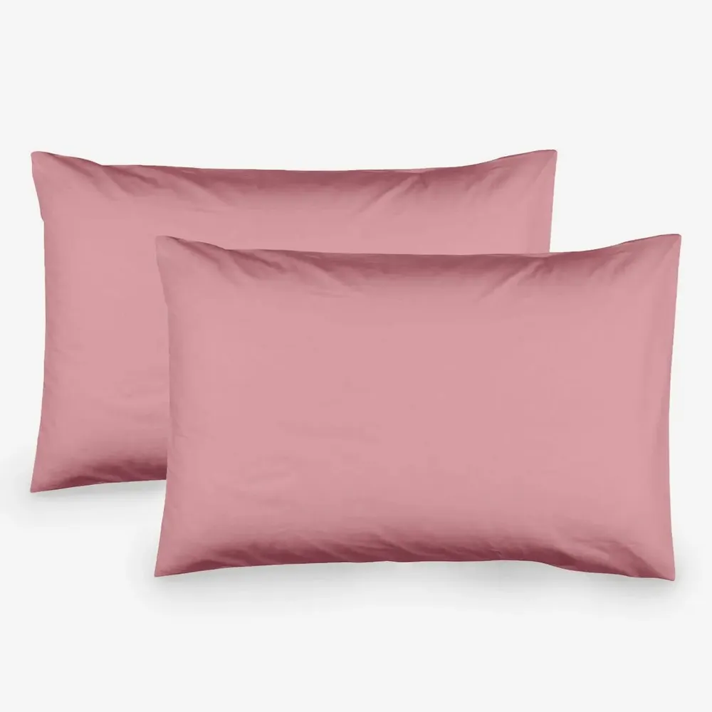 Linge de lit - Ensemble de 2 taies d'oreiller en coton, 50 x 70 cm, cendre rose - DILIOS
