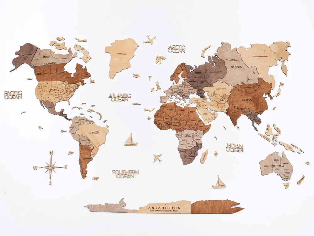 Other wall decoration - 2D Wooden World Map - ENJOYTHEWOOD
