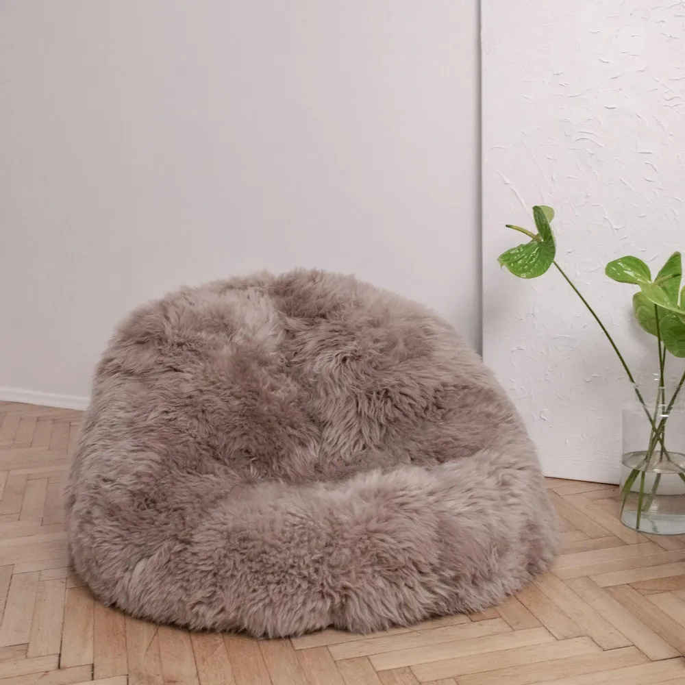 Poufs - Pouf en Peau de Mouton Naturelle – Greige - MELLOW CONCEPT STORE