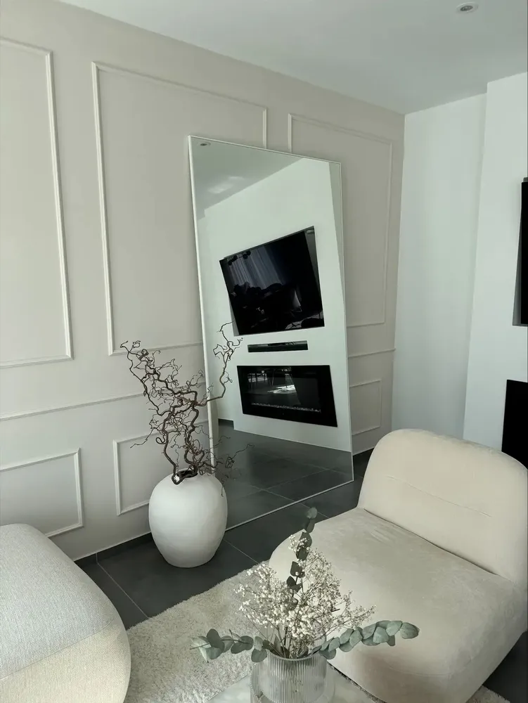 Miroirs - Très grand miroir pleine longueur avec cadre blanc (110 x 210 cm) - SCANDINAVIAN GLASSFACTORY