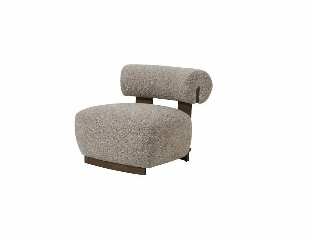 Fauteuils - FAUTEUIL 'MADRID' TISSU BOUCLÉ BEIGE/BRUN - FANCY