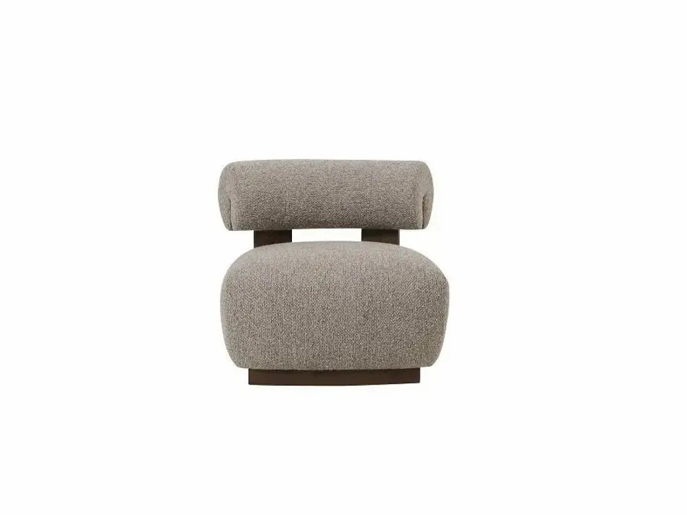 Fauteuils - FAUTEUIL 'MADRID' TISSU BOUCLÉ BEIGE/BRUN - FANCY