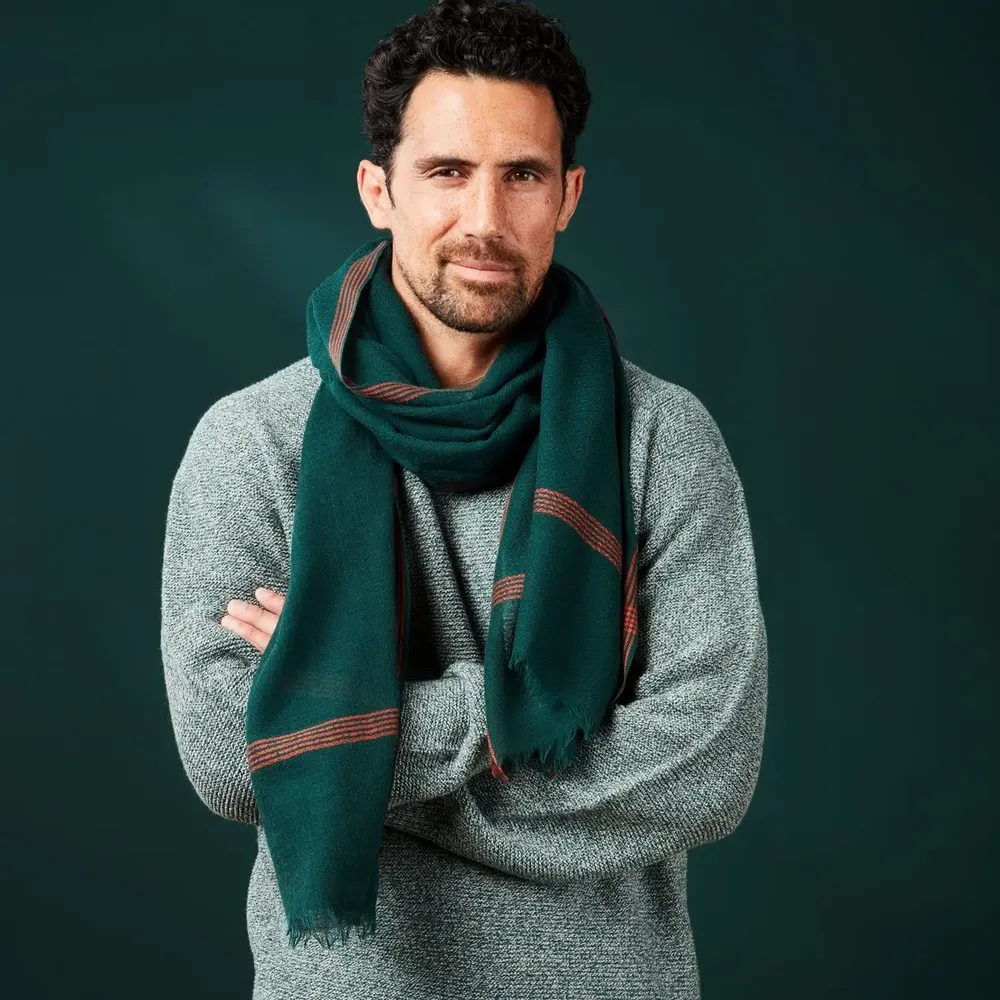Scarves - Men's dark green wool scarf - AV08 PARIS