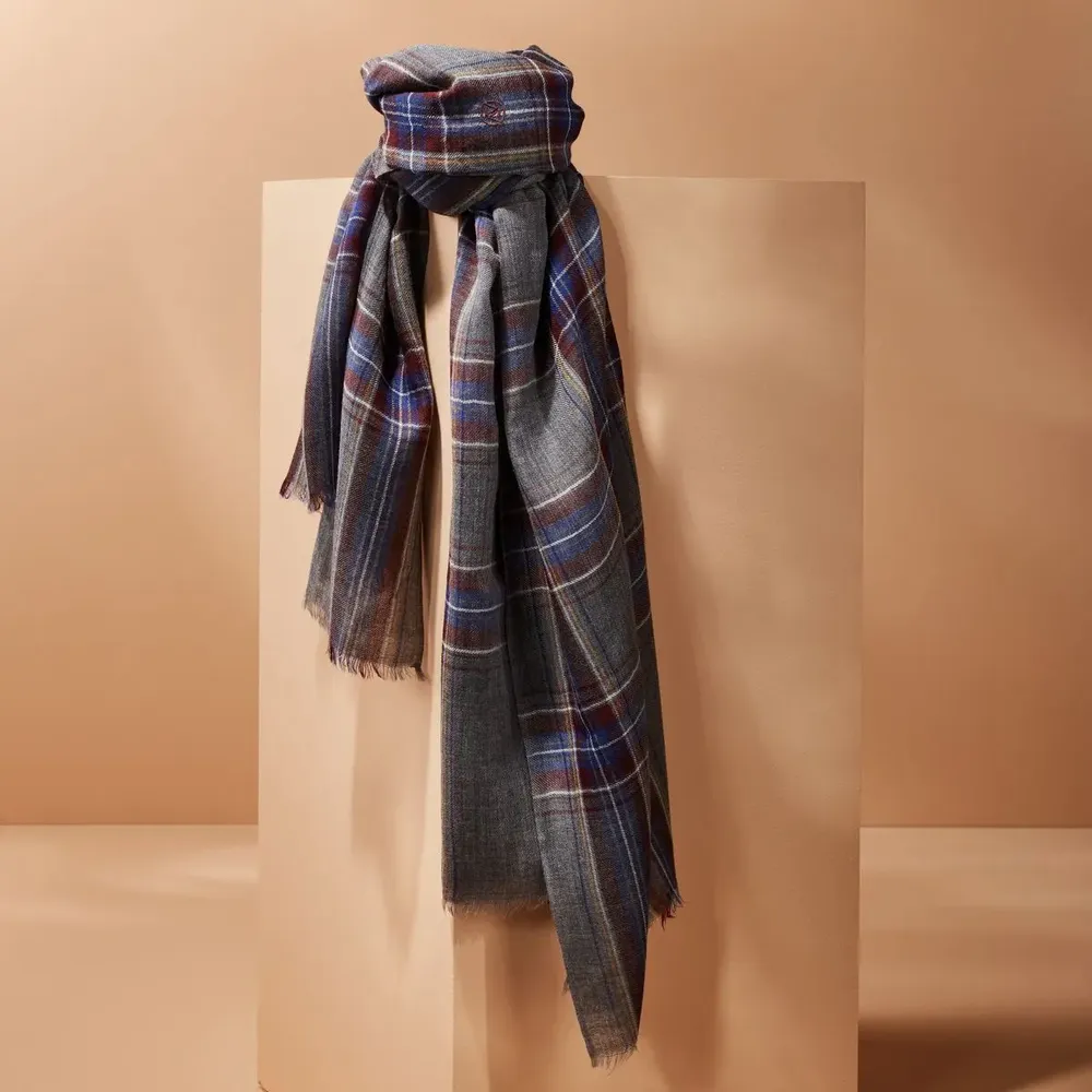 Scarves - Écharpe homme à carreaux gris foncé - AV08 PARIS