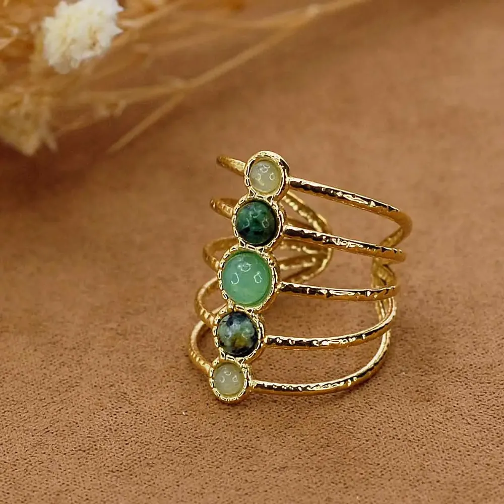 Jewelry - Steel and Turquoise Multirow Bracelet - MERVEILLES DU MONDE BIJOUX