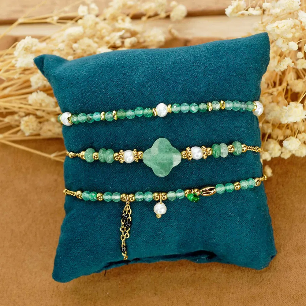 Jewelry - Steel and Turquoise Multirow Bracelet - MERVEILLES DU MONDE BIJOUX