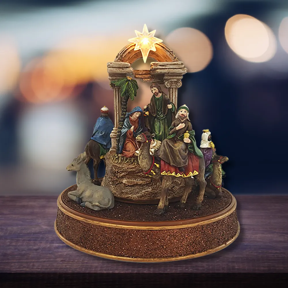 Nativity scenes and santons - LED Nativity Scene – Three Kings on Camelback with Music & Light - BLUE STAR B.V.
