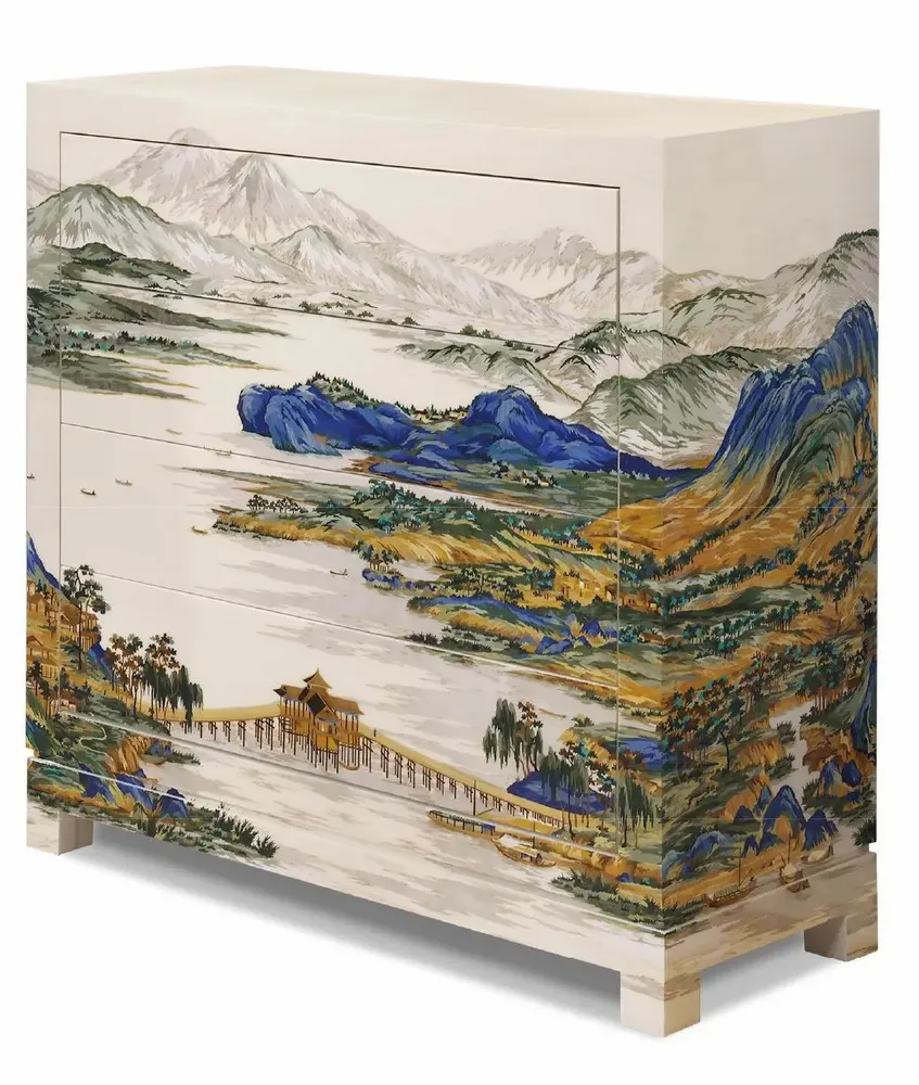 Commodes - Une commode artisanale avec incrustations en placage de bois - JUNGLE WING