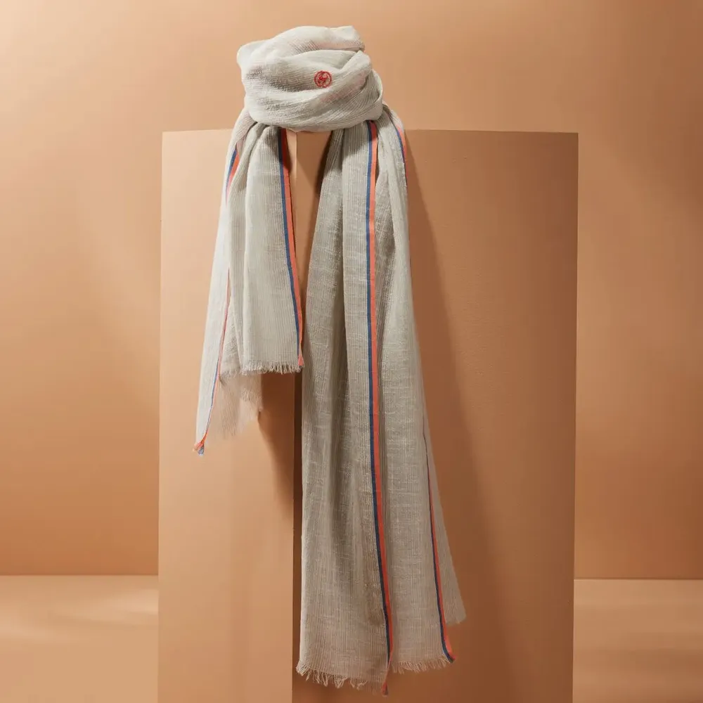 Foulards et écharpes - Chèche homme rayé bleu ciel blanc SIDI KAOUKI - AV08 PARIS