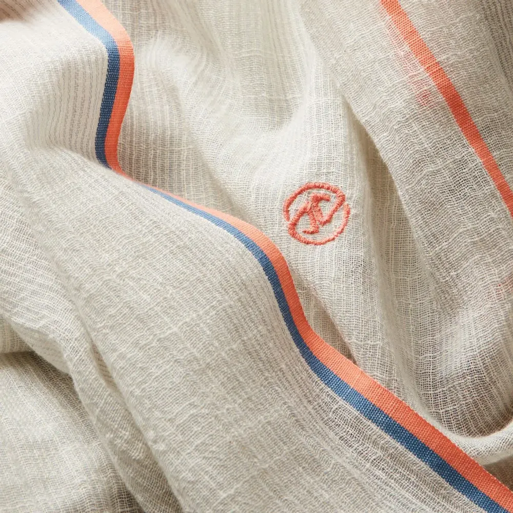 Foulards et écharpes - Chèche homme rayé bleu ciel blanc SIDI KAOUKI - AV08 PARIS