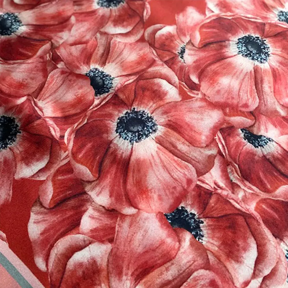 Scarves - Silk Scarf Red Muse 90X90 CM - RALUFINEART