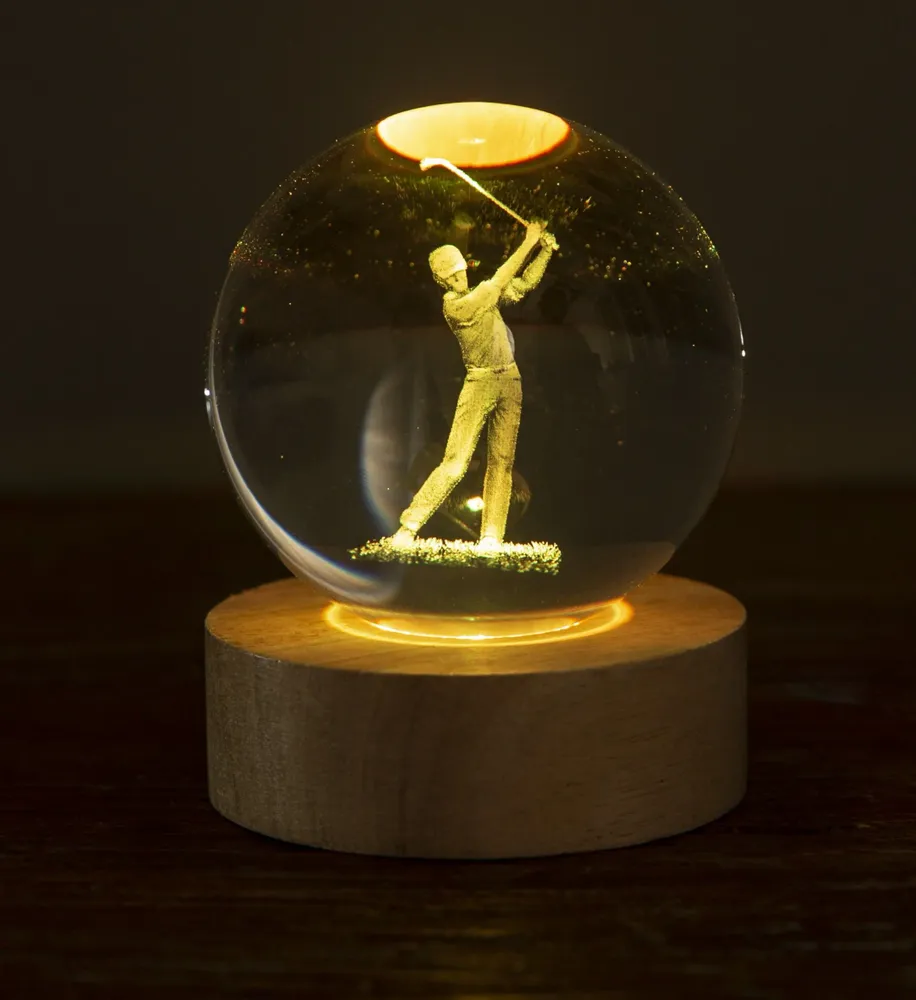 Cadeaux - Veilleuse verre gravée sur base en bois LED avec télécommande. - LIGHT ME UP