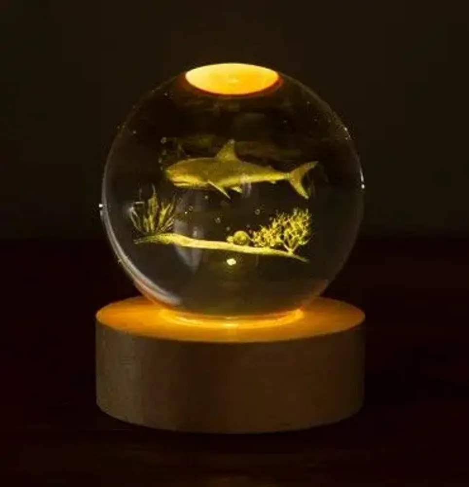 Cadeaux - Veilleuse verre gravée sur base en bois LED avec télécommande. - LIGHT ME UP