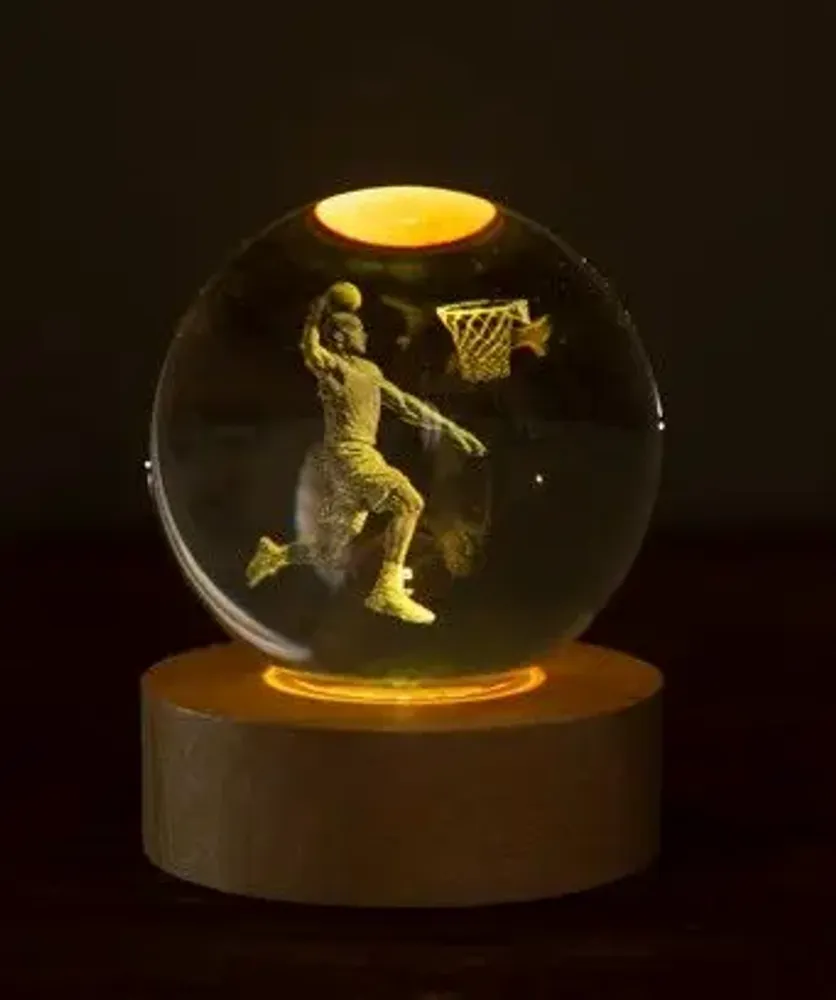 Cadeaux - Veilleuse verre gravée sur base en bois LED avec télécommande. - LIGHT ME UP