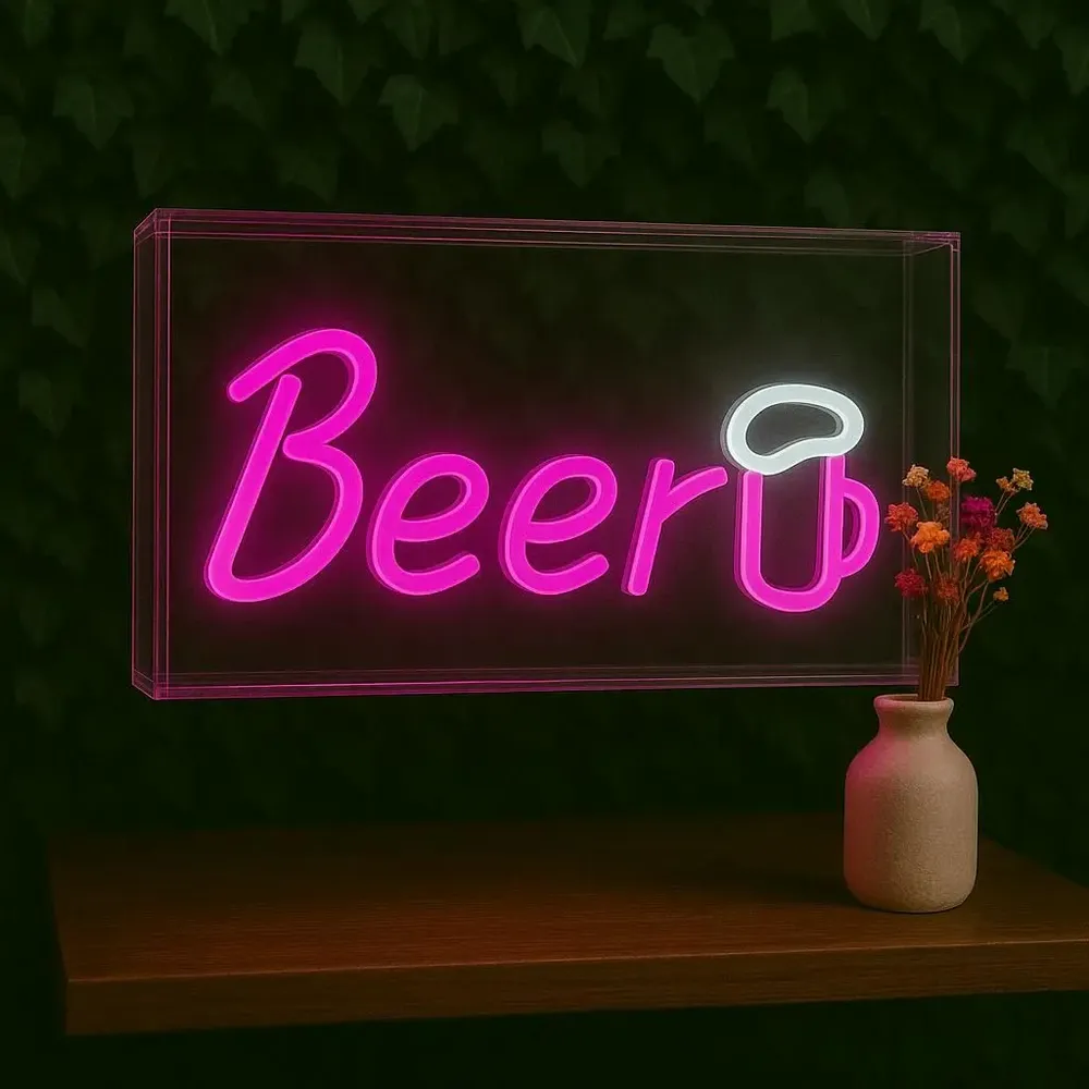 Table lamps - LOW CONSUMPTION LED NEON LAMP " HAPPINESS IS HERE " - LIGHT ME UP