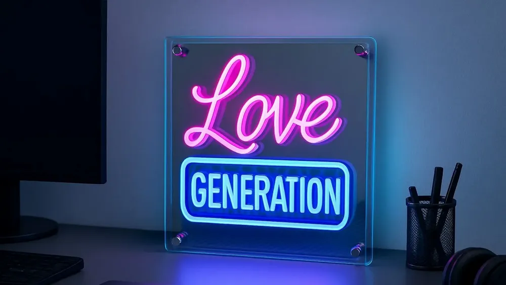Table lamps - LOW CONSUMPTION LED NEON LAMP " HAPPINESS IS HERE " - LIGHT ME UP