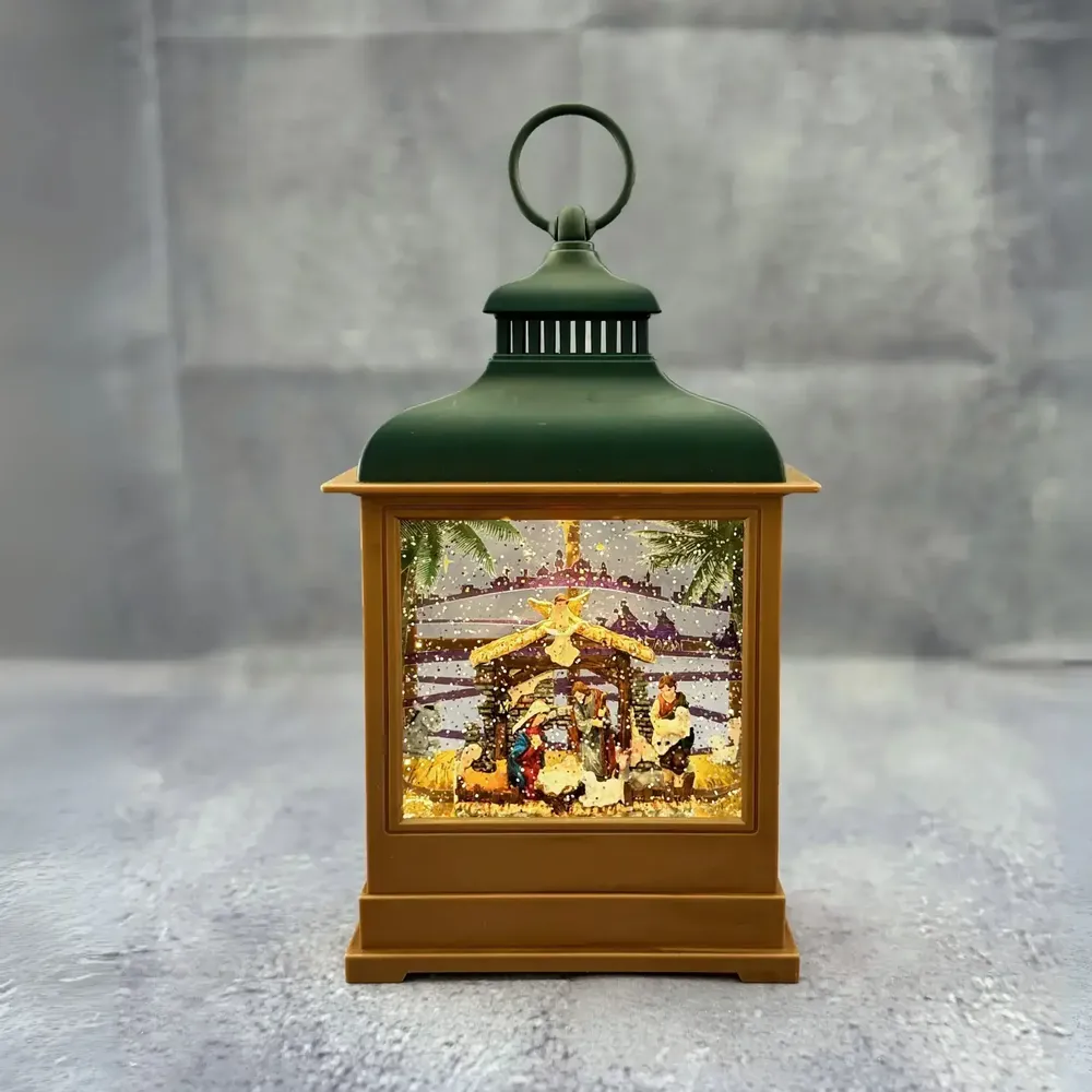 Crèches et santons - Lanterne LED avec Crèche – Paillettes et Lumière Chaleureuse - BLUE STAR B.V.