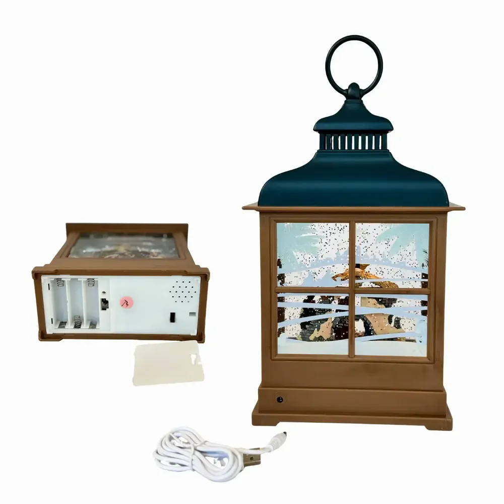 Crèches et santons - Lanterne LED avec Crèche – Paillettes et Lumière Chaleureuse - BLUE STAR B.V.