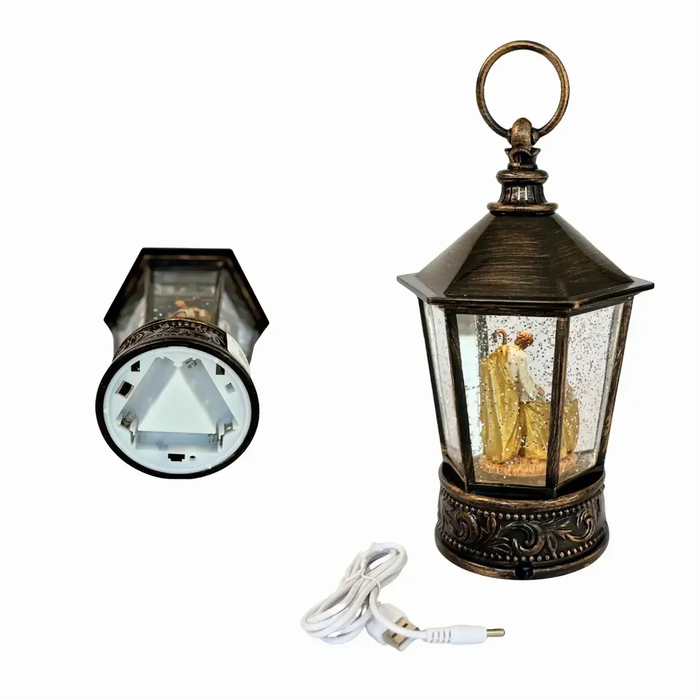 Nativity scenes and santons - LED Nativity Lantern – Holy Family with Glitter & Warm Light - BLUE STAR B.V.