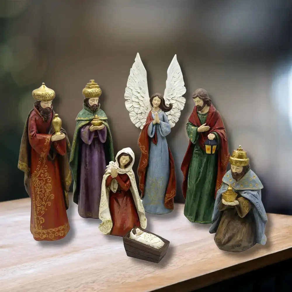 Nativity scenes and santons - Miniature Nativity Figurine Set – 9-Piece Collection - BLUE STAR B.V.