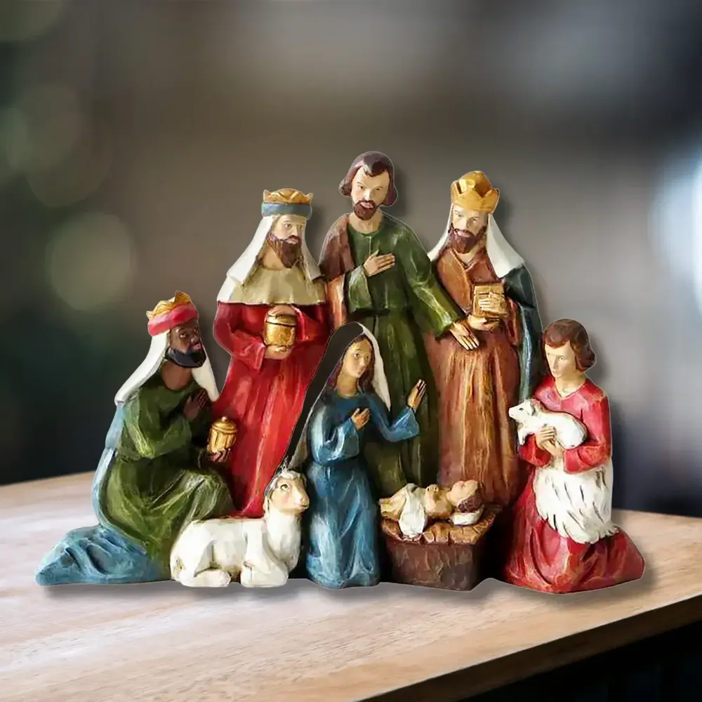 Nativity scenes and santons - Compact Nativity Scene Figurine – Hand-Painted One-Piece Design - BLUE STAR B.V.