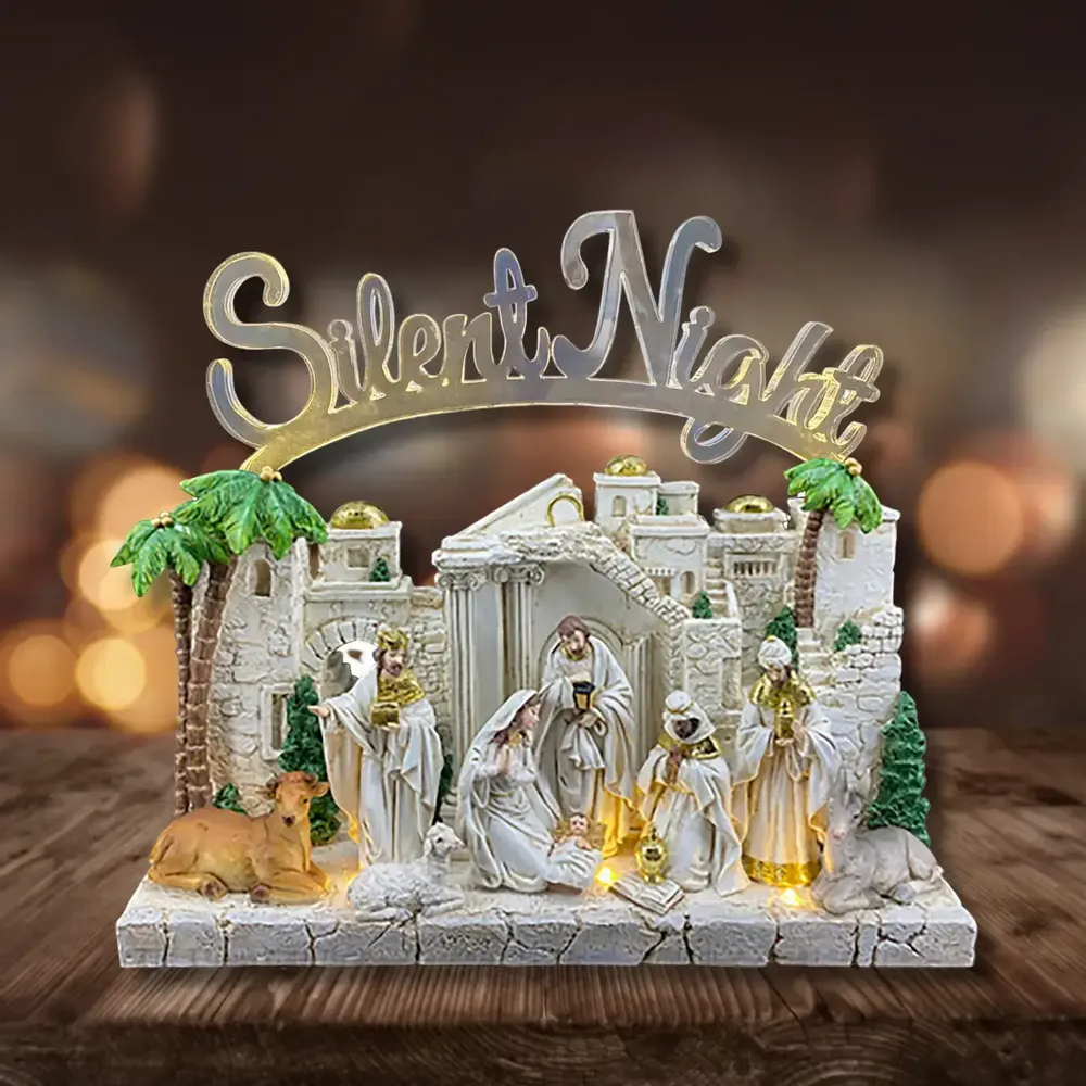 Nativity scenes and santons - LED Nativity – White Buildings “Silent Night” - BLUE STAR B.V.