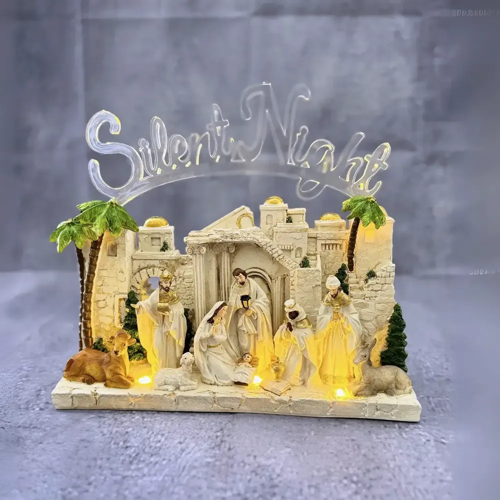 Nativity scenes and santons - LED Nativity – White Buildings “Silent Night” - BLUE STAR B.V.