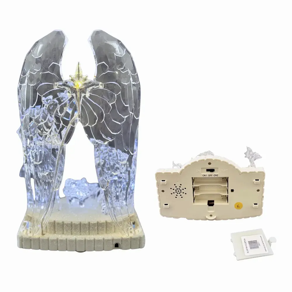 Nativity scenes and santons - Crystal-Style LED Nativity with Angel Wings – Light & Music Feature - BLUE STAR B.V.