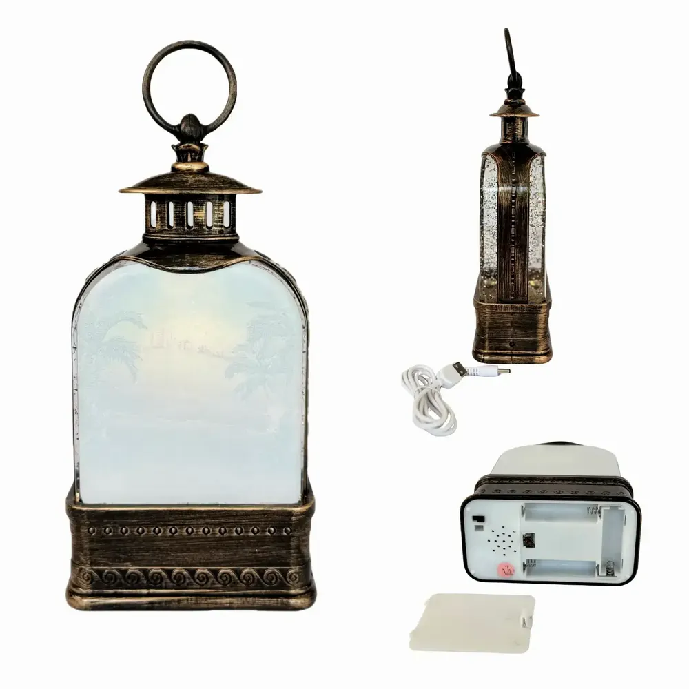 Crèches et santons - Lanterne LED avec Crèche – Scène Pailletée et Lumière Chaleureuse - BLUE STAR B.V.