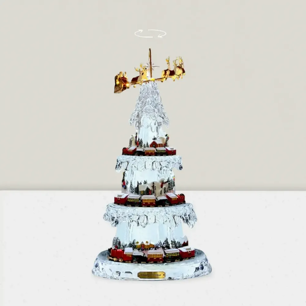 Other Christmas decorations - LED Musical Spinning Christmas Tree Scene, Crystal-Look, Timer & 8 Songs - BLUE STAR B.V.