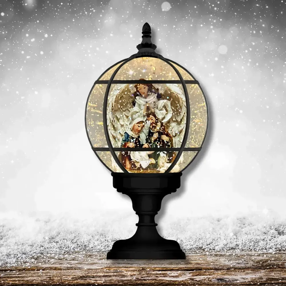 Crèches et santons - Lanterne Globe avec Ange Gardien – Crèche Illuminée - BLUE STAR B.V.
