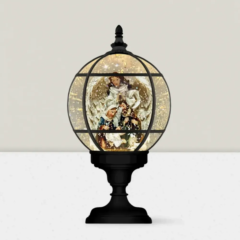 Crèches et santons - Lanterne Globe avec Ange Gardien – Crèche Illuminée - BLUE STAR B.V.