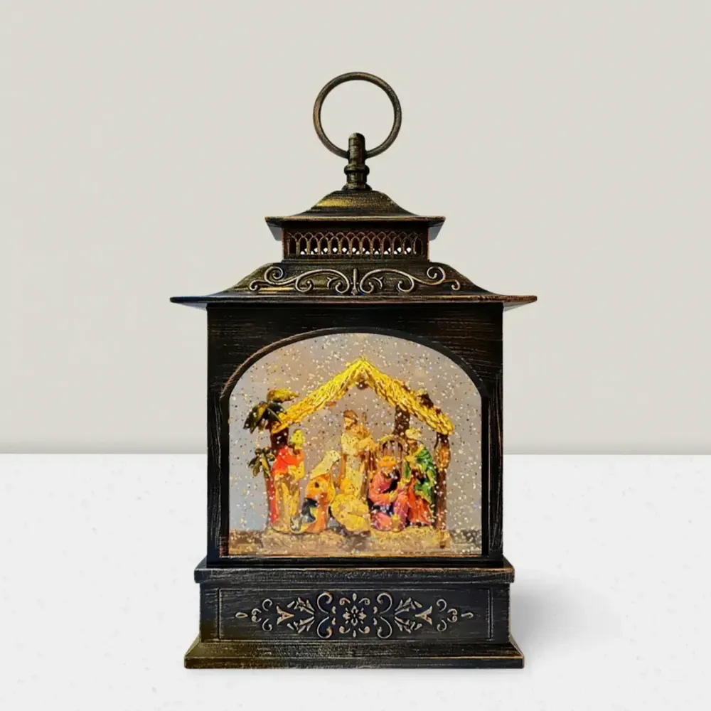 Nativity scenes and santons - LED Nativity Lantern – Vintage Bronze Style & Music - BLUE STAR B.V.