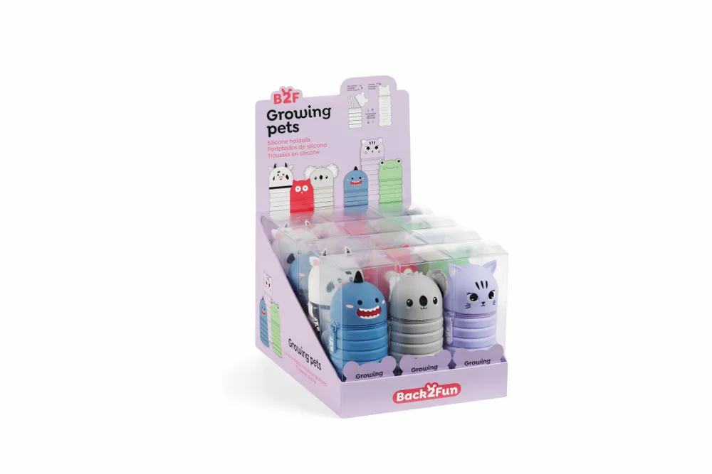 Autres fournitures bureau - 12 Trousses silicone Growing Pets, 2 en 1 : trousse & pot à crayons - APLI MIQUELRIUS